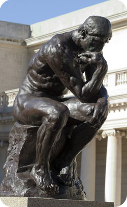 The thinker sculpture used to represent the 27th year wedding anniversary symbol