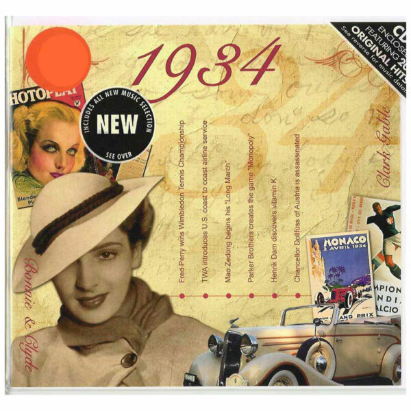 Anniversary or Birthday gift ~ Hit Music CD from 1934 & Greeting Card