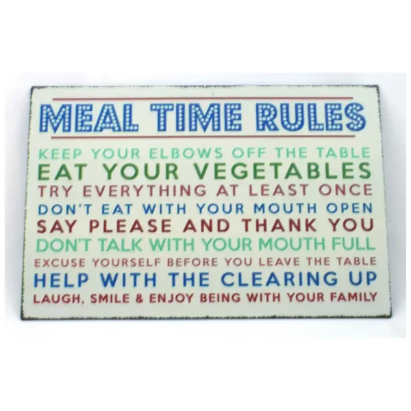 Tin Plaques for Life - Meal Time Rules