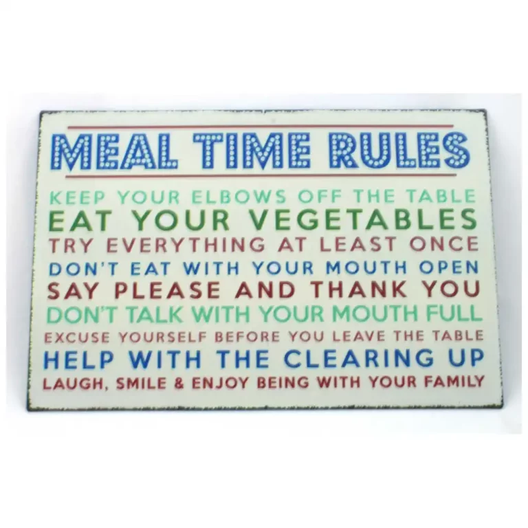 Tin Plaques for Life - Meal Time Rules