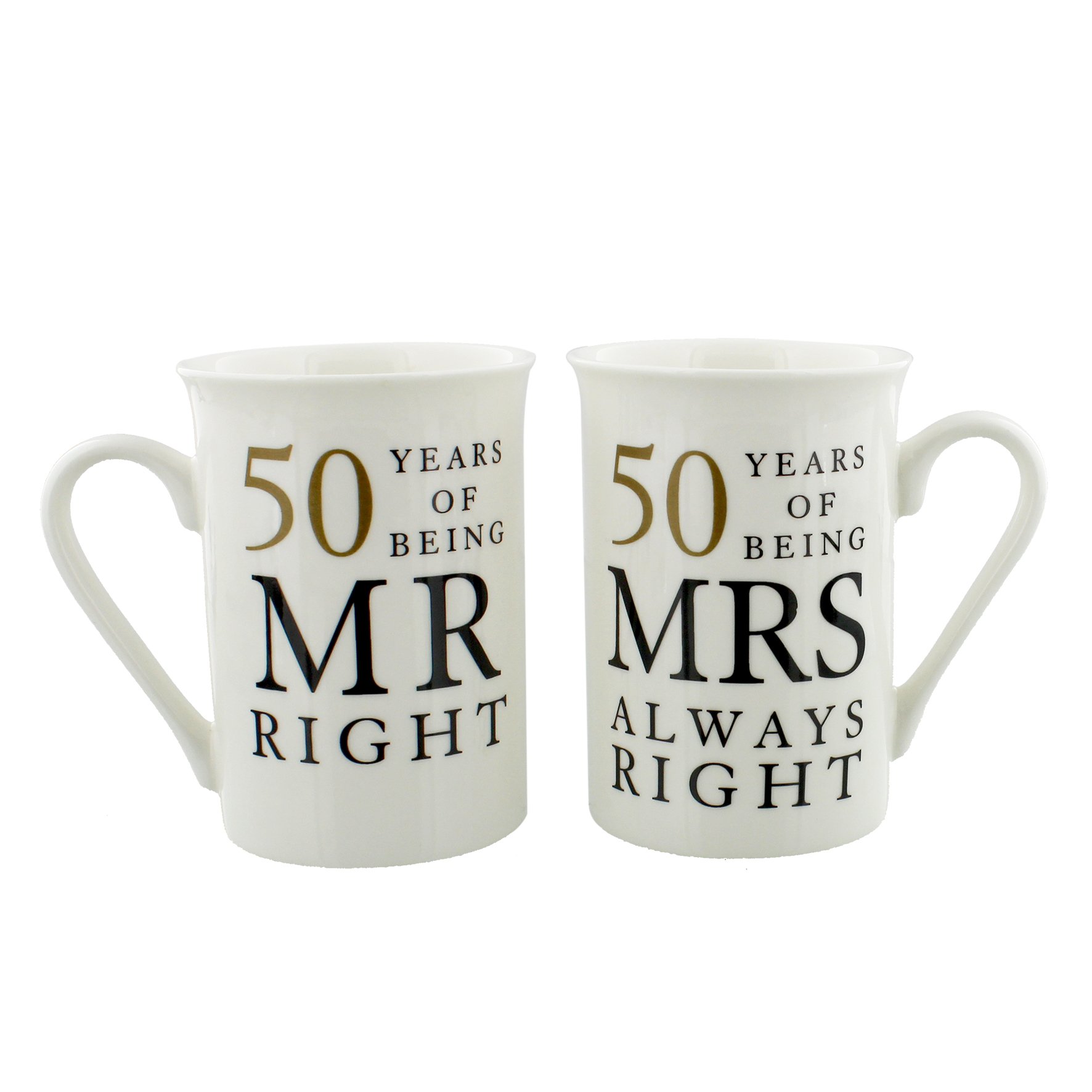 50th Anniversary Gift Set Two China Mugs Mr Right and Mrs 50th Anniversary Gift Set Two China Mugs Mr Right and Mrs