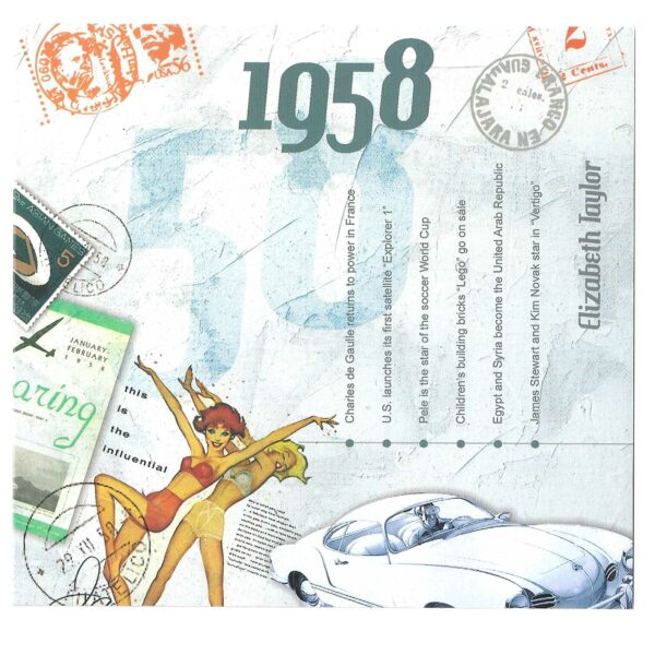 67th Anniversary Card with Original Hit Music of 1958. A Time to Remember, The Classic Years. - Image 8