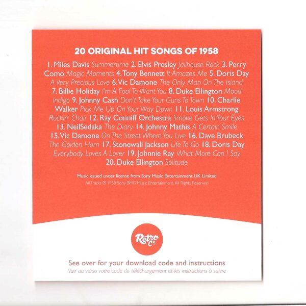67th Anniversary Card with Original Hit Music of 1958. A Time to Remember, The Classic Years. - Image 6
