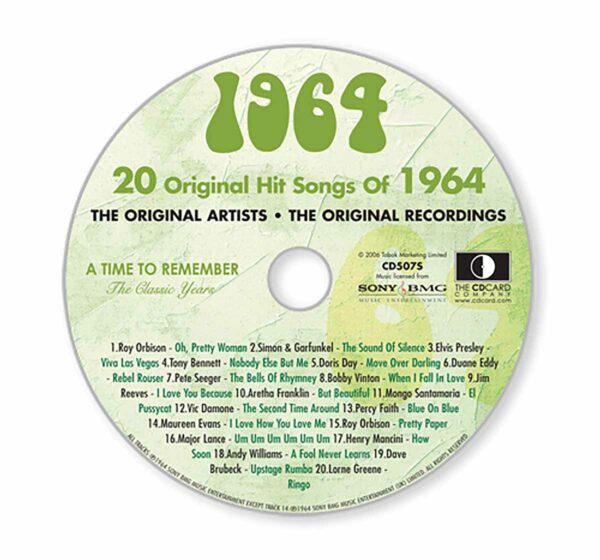 60th Anniversary Card 1964 a time to remember CD