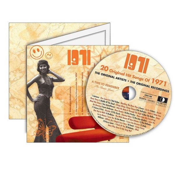 Anniversary or Birthday gift ~ Hit Music CD from 1971 & Greeting Card