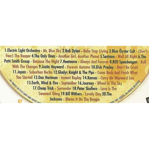 Hit Music of 1978 - The Classic Years CDCard Track List