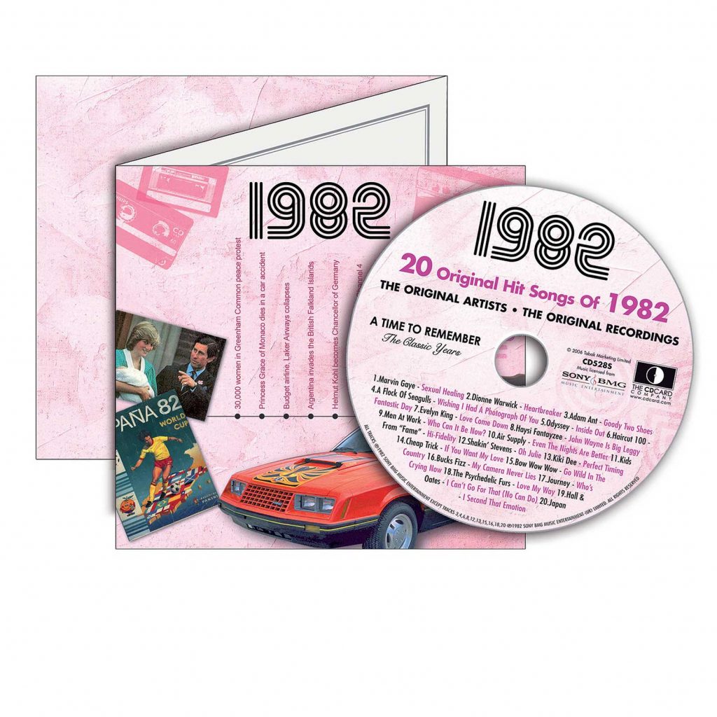 42nd Anniversary Card with Original Hit Music of 1982. A Time to Remember, The Classic Years.