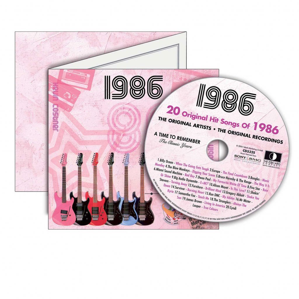 38th Anniversary Card with Original Hit Music of 1986. A Time to Remember, The Classic Years.