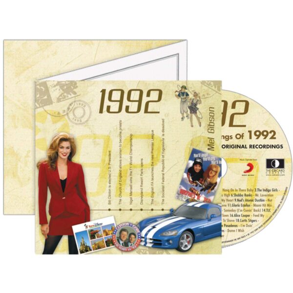 1992 Classic Years Greeting Card with Hit Songs, Download Code and retro CD