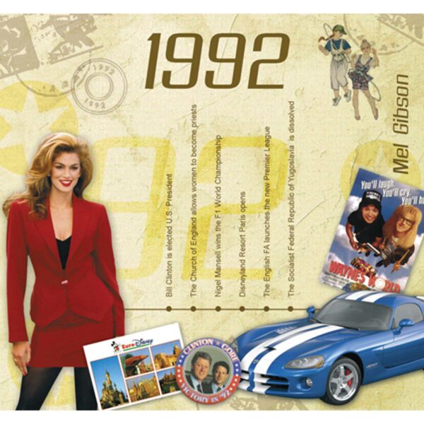 33rd Anniversary Card with Original Hit Music of 1992. A Time to Remember, The Classic Years. - Image 2