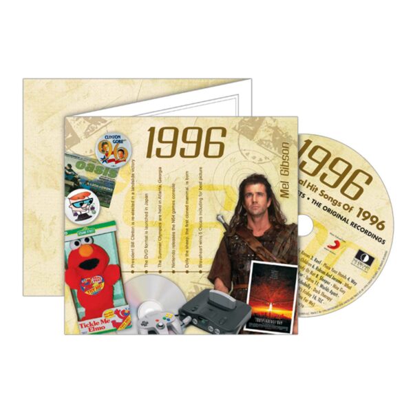 1996 Classic Years Greeting Card with Hit Songs, Download Code and retro CD