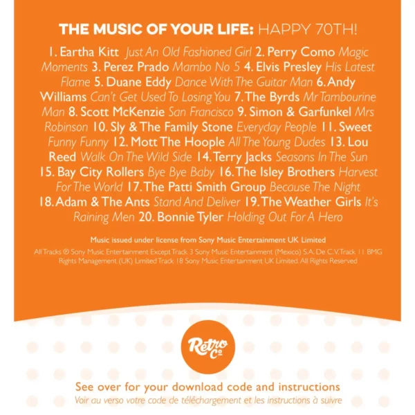 The Music of your Life: Happy 70th Booklet Greeting Card With Music Download - Image 2