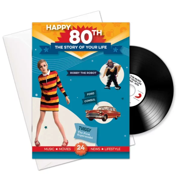 The Music of your Life: Happy 80th Booklet Greeting Card With Music Download
