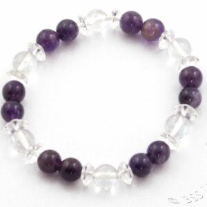 Amethyst and Rock Crystal quartz Gemstone Bracelet