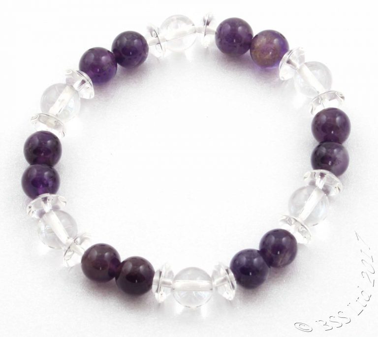 Amethyst and Rock Crystal quartz Gemstone Bracelet
