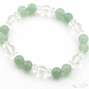 Aventurine and Clear Rock Crystal Gemstone Bracelet