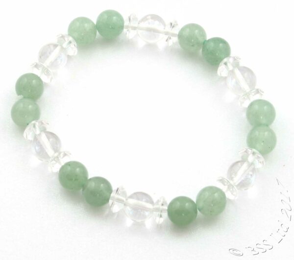 Aventurine and Clear Rock Crystal Gemstone Bracelet