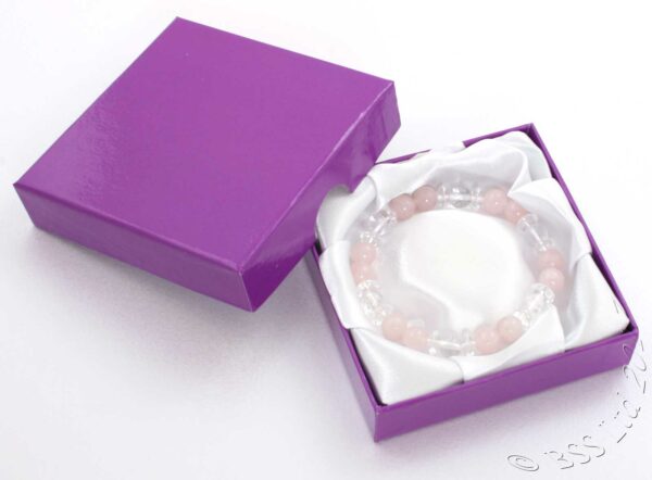 Rose Quartz and Clear Rock Crystal Gemstone Bracelet in a presentation jewellery box