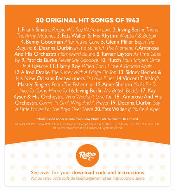 1943 Classic Years Greeting Card with Hit Songs, Download Code and retro CD