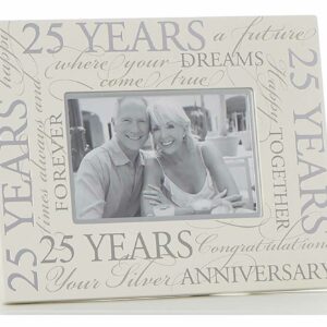 Silver Wedding 25th Anniversary Script Photo Frame 6" x 4"