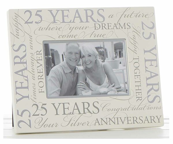 Silver Wedding 25th Anniversary Script Photo Frame 6" x 4"