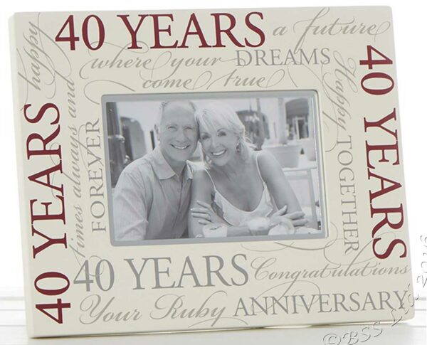 Ruby Wedding 40th Anniversary 6" x 4" Script Photo Frame