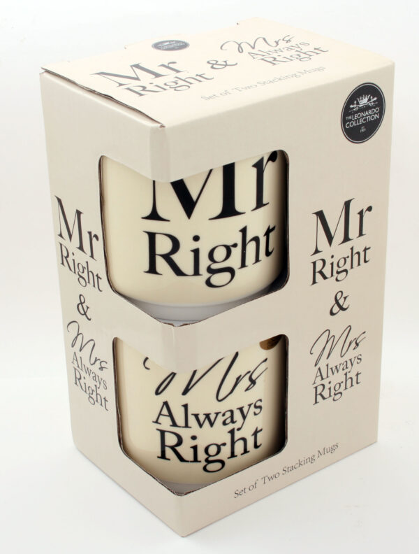 Mr Right and Mrs Always Right Stacking Mugs