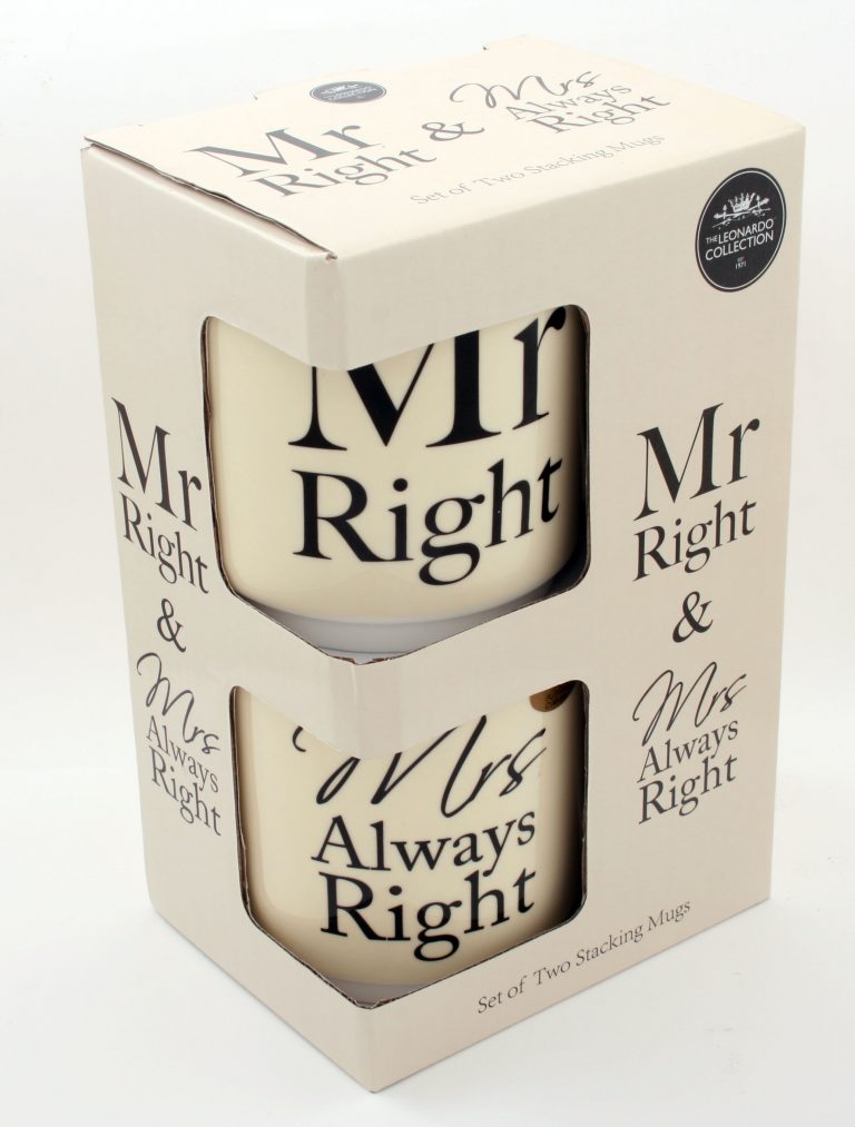 Mr Right and Mrs Always Right Stacking Mugs