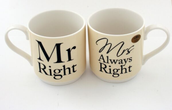 Mr Right and Mrs Always Right Stacking Mugs Gift Set - Image 2