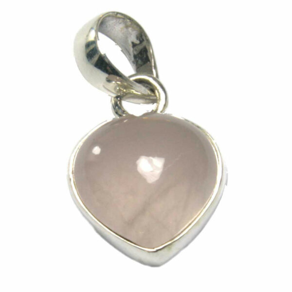 Rose Quartz Gemstone heart Pendant on Sterling Silver chain - Image 2