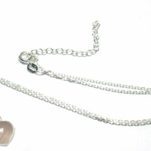 Rose Quartz Gemstone heart Pendant on Sterling Silver chain