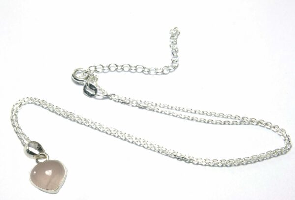 Rose Quartz Gemstone heart Pendant on Sterling Silver chain