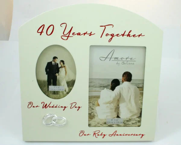 Amore 40 Years Together Then and Now Photo Frame