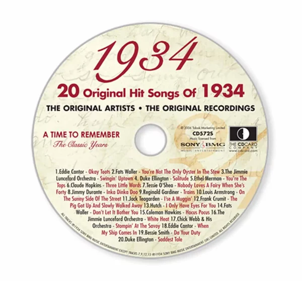 1930's Birthday Greeting Card and Gift in one, includes Hit Music of the year - Image 14