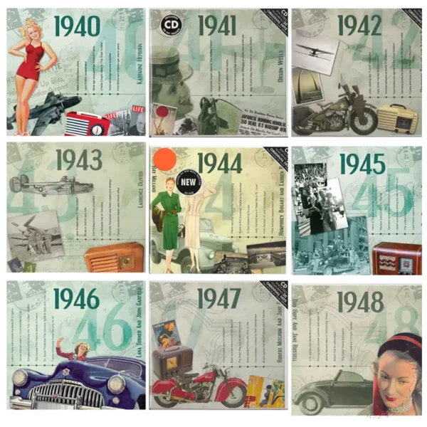1940's Birthday Greeting Card and Gift in one, includes Hit Music of the year