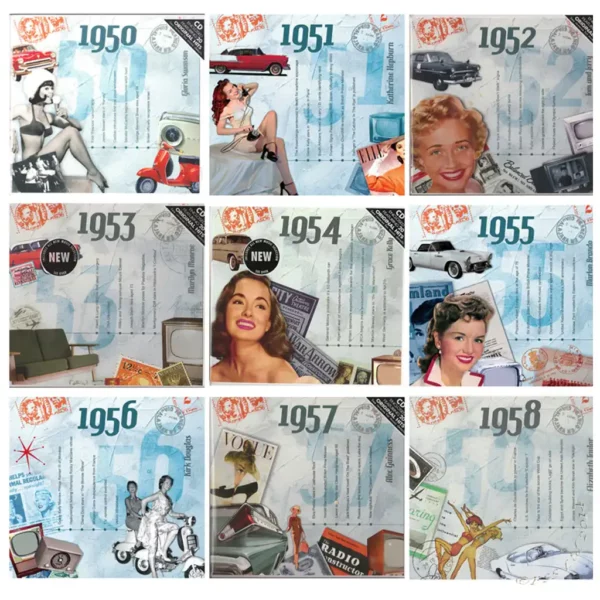1950's Birthday Greeting Card and Gift in one, includes Hit Music of the year