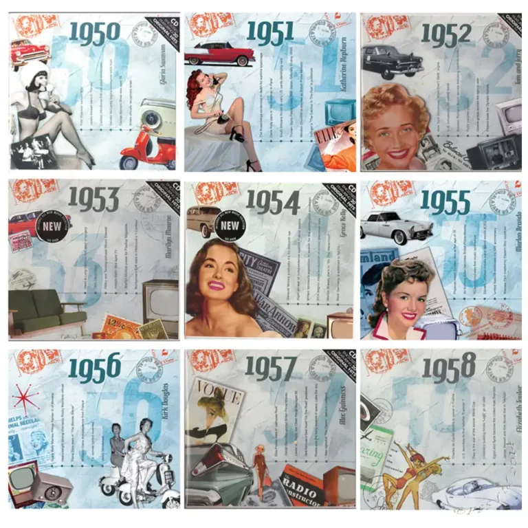 1950's Birthday Greeting Card and Gift in one, includes Hit Music of the year