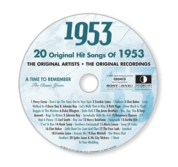 1950's Birthday Greeting Card and Gift in one, includes Hit Music of the year - Image 14