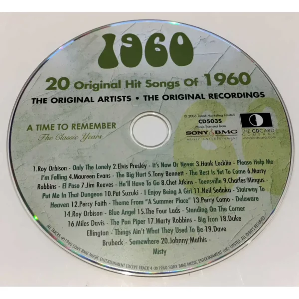 1960's Birthday Greeting Card and Gift in one, includes Hit Music of the year - Image 12