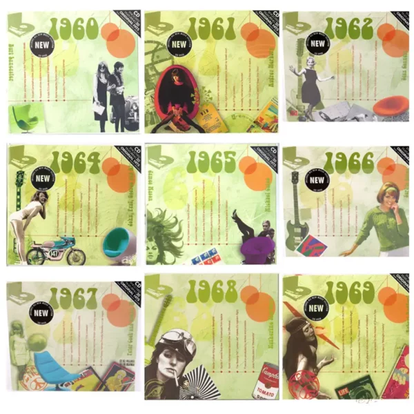 1960's Birthday Greeting Card and Gift in one, includes Hit Music of the year