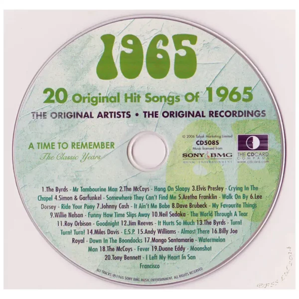 1960's Birthday Greeting Card and Gift in one, includes Hit Music of the year - Image 17