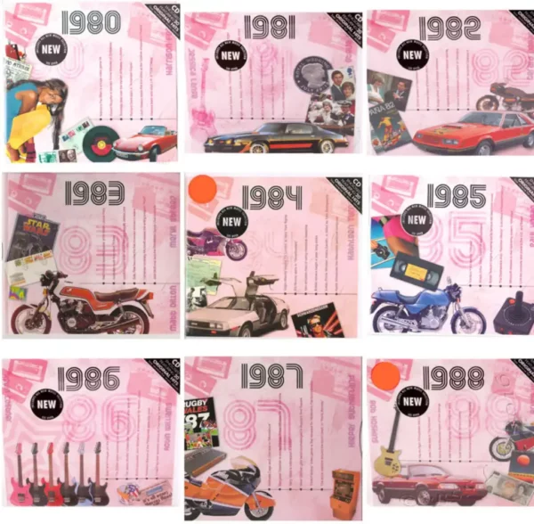 1980's Birthday Greeting Card and Gift in one, includes Hit Music of the year