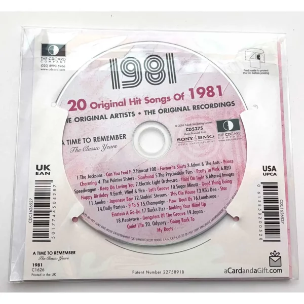 1980's Birthday Greeting Card and Gift in one, includes Hit Music of the year - Image 13