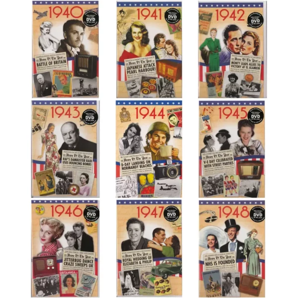 Birthday gifts - DVD News reel from their Birth year (1940s) with Greeting Card