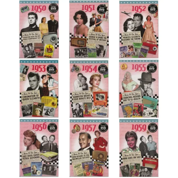 Birthday gifts - DVD News reel from their Birth year (1950s) with Greeting Card