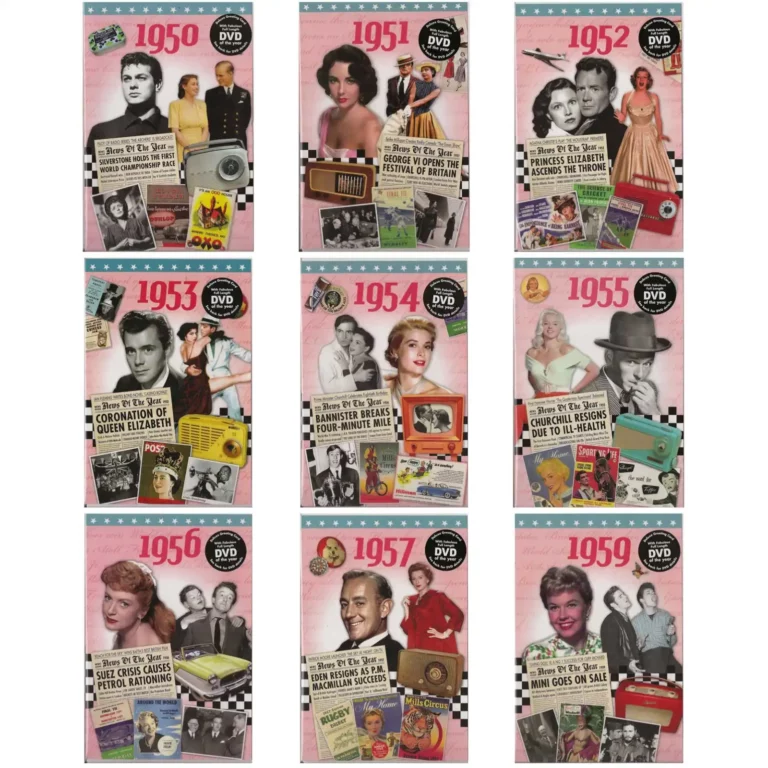 Birthday gifts - DVD News reel from their Birth year (1950s) with Greeting Card