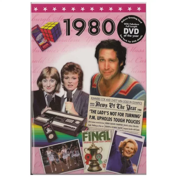 Birthday gifts - DVD News reel from their Birth year (1980s) with Greeting Card - Image 2