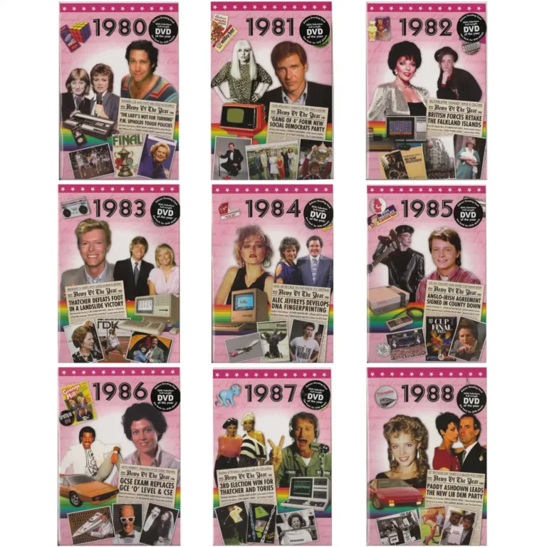 Birthday gifts - DVD News reel from their Birth year (1980s) with Greeting Card