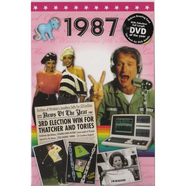 Birthday gifts - DVD News reel from their Birth year (1980s) with Greeting Card - Image 9