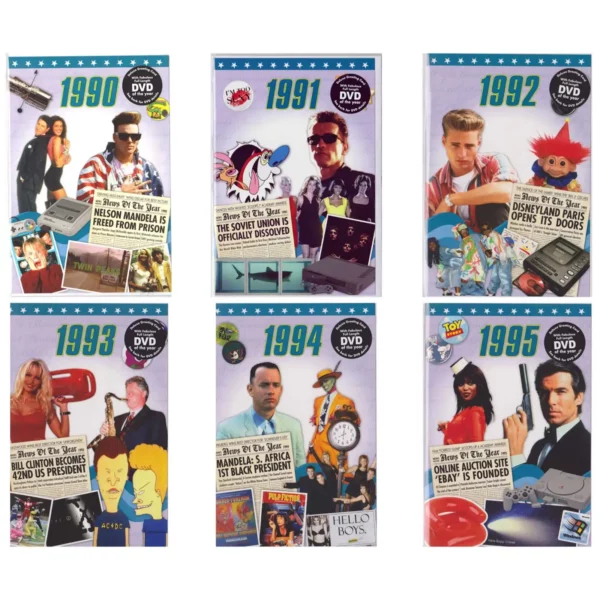 Birthday gifts - DVD News reel from their Birth year (1990s) with Greeting Card